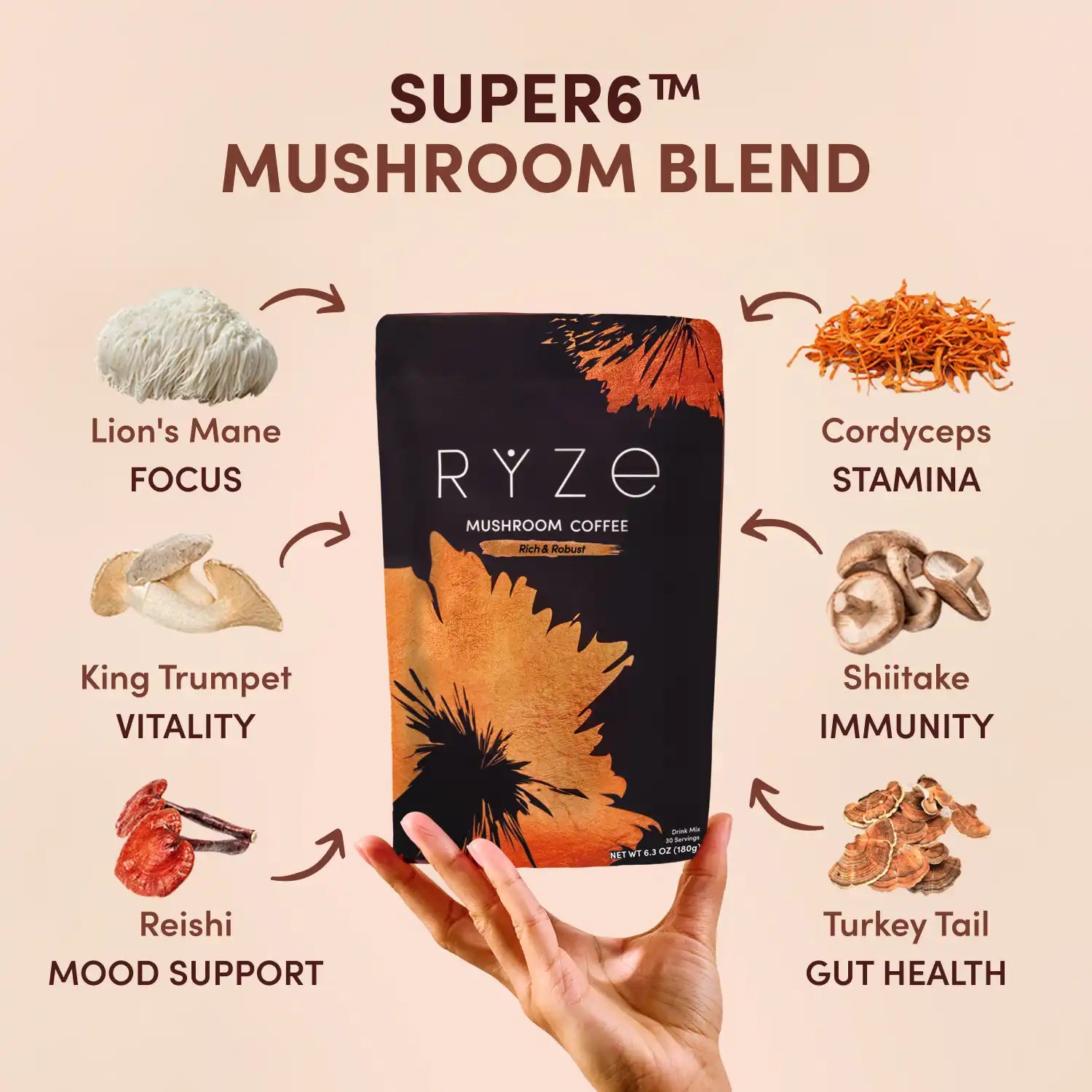 Mushroom Coffee Dark Roast Starter Kit (60 servings) - Workday Focus