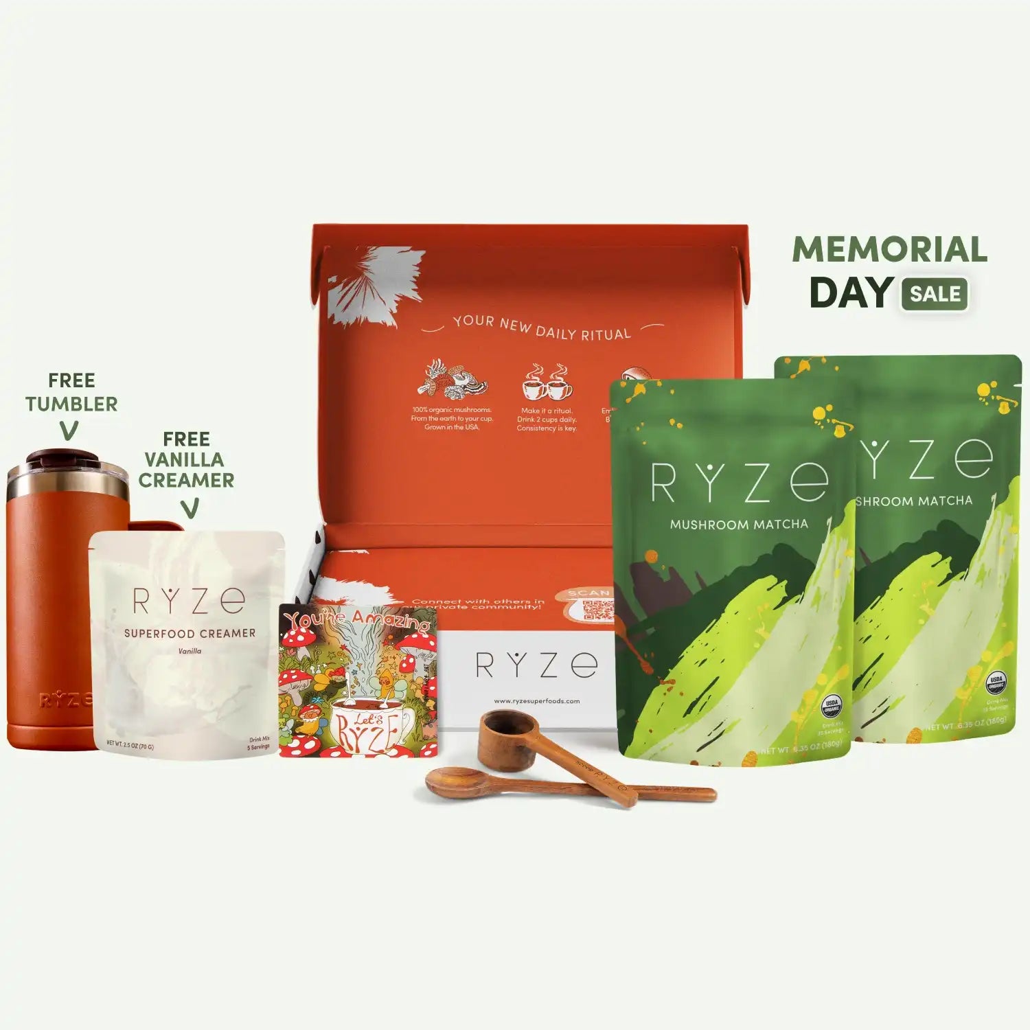 Mushroom Matcha Starter Kit (60 Servings) - Energy Support